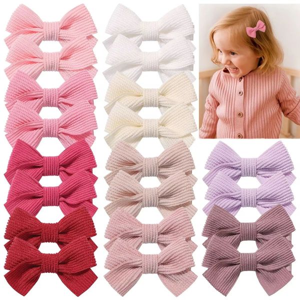 Nuovi fermagli per capelli in velluto a coste da 2,3 pollici Baby Girl Solid Hair Bow Hairpin Newborn Safe Barrettes Accessori per capelli per bambini