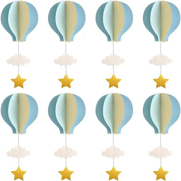 Decorazione per Feste 84 Pz Pastello Blu Grandi Dimensioni Mongolfiera Ghirlanda Decor Carta Nuvola Mongolfiera Appesa Compleanno Baby Shower Decorazione 230615