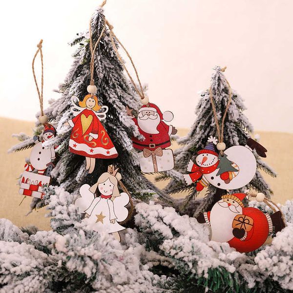 Nuovo 2 Pz/lotto Giocattoli Per Bambini Regalo Di Natale Pendenti In Legno Albero di Natale Appeso Ornamenti Decorazioni per la Casa Noel Navidad Decor