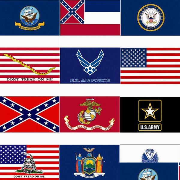 Banner Bandeiras 3X5Ft Bandeira dos EUA Mississippi State Confederate 90X150Cm US Army Airforce Marine Corp Navy Drop Delivery Home Garden Fes Dhstl