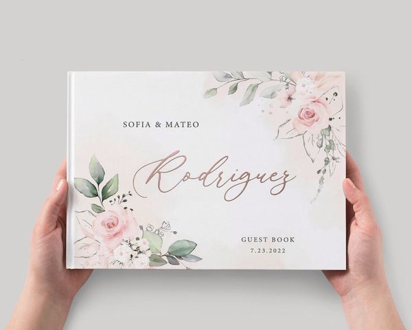 Outros suprimentos para festas de eventos Livro de visitas de casamento personalizado Blush floral personalizado Rosa Verde Instant Po Livro de visitas Livro de assinaturas para casamentos Presente de casamento 230615