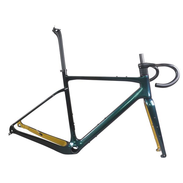 Quadro de bicicleta de cascalho com cabo totalmente oculto GR044 pneu máximo 45C pintura personalizada camaleão 1001+YS2512-9+PT125C