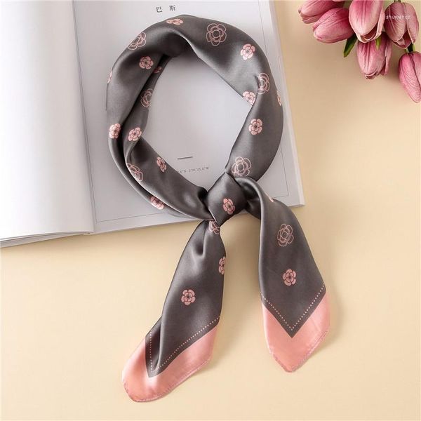 Cachecol 70 Fashion Digital Printed Silk Square Lenço Foulard Femme Femme Elegante Feminino de Cetim Simples Gravata Lenço