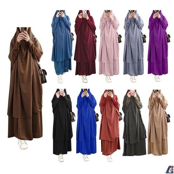 Этническая одежда Ид, с капюшоном, мусульманские женщины, хиджаб, одежда молитвенная одежда Джилбаб Абая Лонг Химар Рамадан Платье Абаяс Юбки Устанавливает Исламский C DH639
