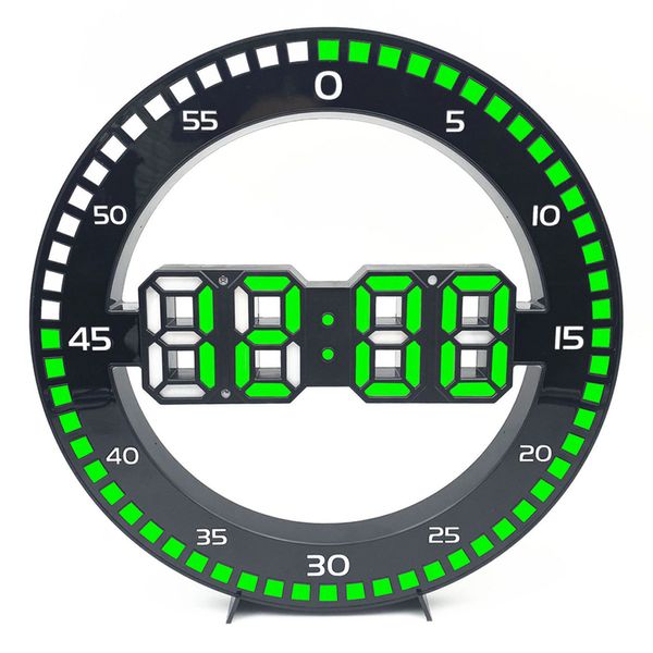 Relógios de Parede Silencioso 3D Digital Circular Luminoso LED Alarme Relógio de Parede com Calendário Termômetro de Temperatura para Sala de Estar Decoração de Casa 230614