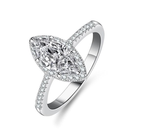 Сертификат GRA Мужское женское кольцо с бриллиантом D Цвет Муассанит кольцо с бриллиантом 1 карат S925 Серебряное кольцо Кольцо в форме конского глаза Обручальное кольцо
