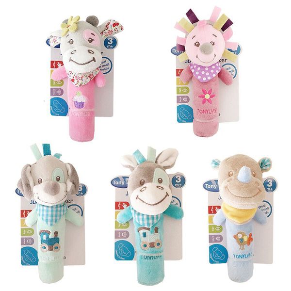 Sonagli Mobiles Cartone Animato Peluche Bambino Morbido Peluche Sonaglio Mano Squeaker Bastoncini Giocattolo per Bambini Piccoli Primi Cani Bovini Riccio Regali 230615