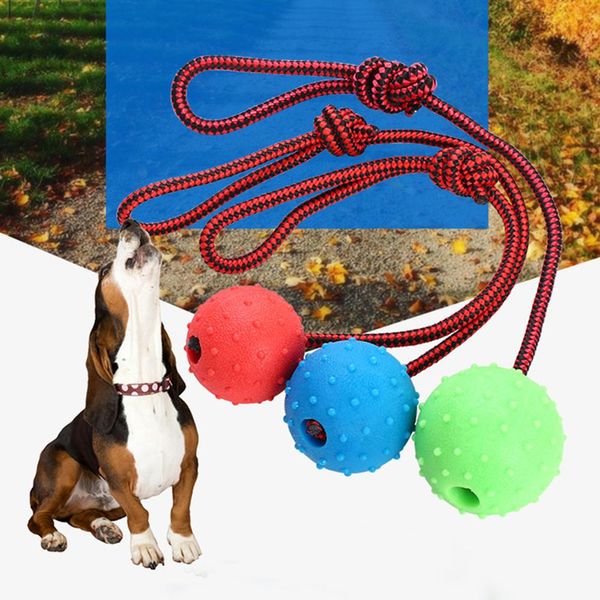 Bola de borracha com corda dentes de estimação de dentes de estimação Indestrutível Toy Funny Treinando bolas sólidas Pets Pets Dog Chew Toys interativos molares