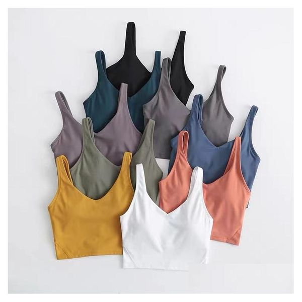 Regatas femininas Camis Regatas para academia Roupa íntima feminina Sutiã esportivo para ioga nas costas Musculação All Match Casual Push Up Align Crop Tops R Dhjaz