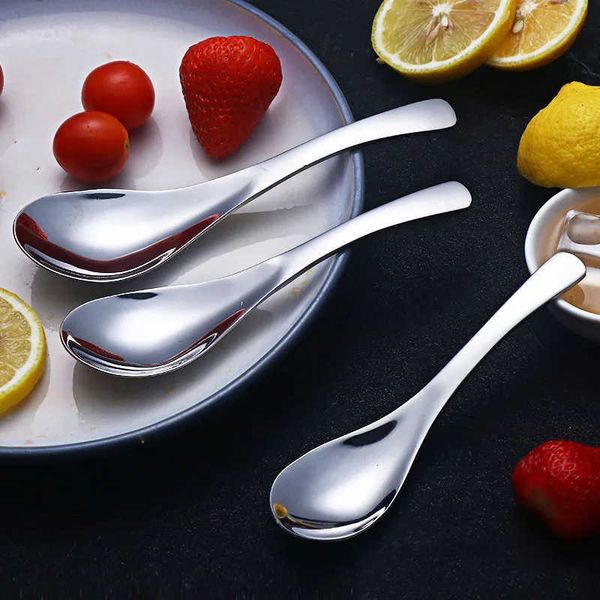 Neue 1PC Edelstahl Suppe Löffel Kurzen Griff Brei Suppe Löffel Eis Dessert Löffel Haushalt Geschirr Küche Gadgets