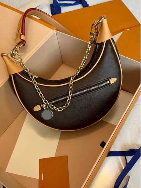 Bolsa de ombro meia-lua de luxo LOOP de qualidade 7A bolsa de couro famosa embreagem mais recente bolsa de mão de designer feminina alças de ombro masculinas acessórios de metal bolsa crossbody bolsas moda