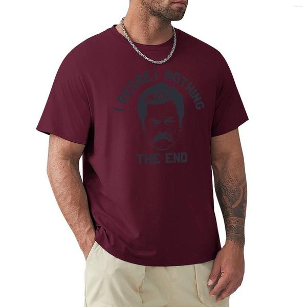 Polos masculinas Ron Swanson I Regret Nothing The End T-Shirt T Shirt Homem Roupas Estéticas Camisas Engraçadas Slim Fit Para Homens