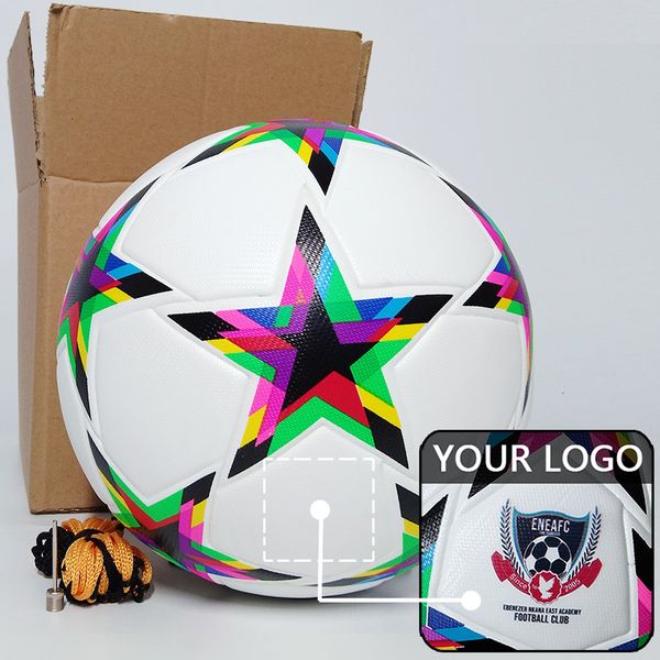 Balls Custom Soccer Ball Pu бесшовные командные матча футбольные тренировки Высококачественный размер 5 для взрослых подарок 230615