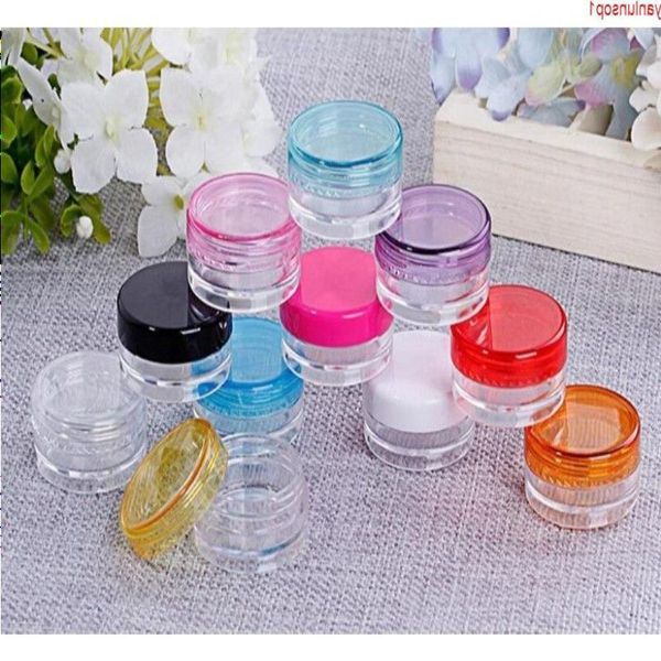 1000 teile/los 5g klar glas 5ml kunststoff Verpackung Probe creme topf, nail art glitter pulver fall Leere boxversand Evfnm