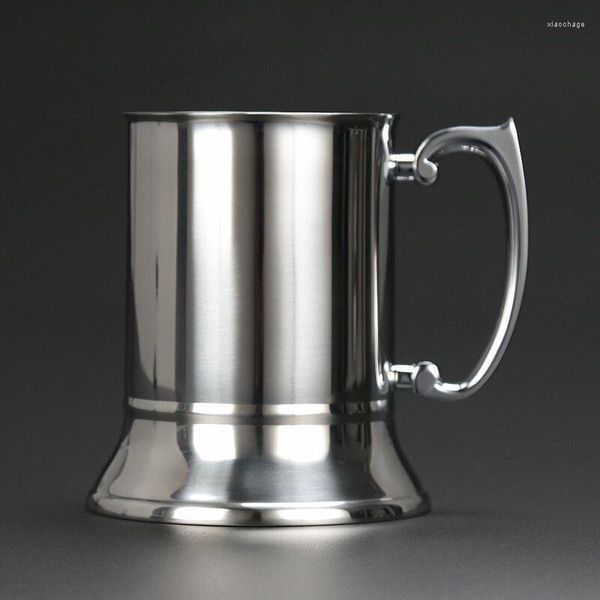 Кружки 550 мл 24pcs Tankard Stein с двойной стеной из нержавеющей стали пивной кружки коктейль для завтрака молоко с инструментом для кофейной чашки ручной работы