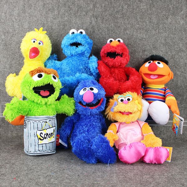 Bonecas de pelúcia 7 estilos 27-40 cm dos desenhos animados Anime Sesame Street Elmo Oscar Cookie Grover Zoe Ernie Big Bird Boneca de pelúcia recheada presente para crianças 230614