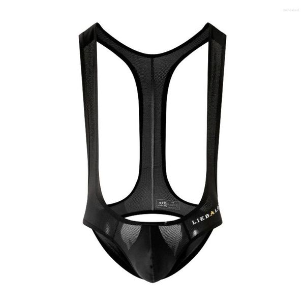 Unterhosen Herren Sexy Shapewear Bodysuit Dünnes Mesh Atmungsaktives Unterhemd Trikot Rückenfrei Gay Short Boxer Crotchless Hip Lift Slips