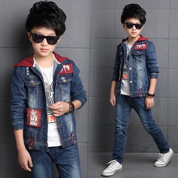 Set di abbigliamento Abbigliamento per bambini Ragazzo Abito di jeans Primavera Giacca per bambini coreani Giacca di jeans per bambini grandi Jeans 2 pezzi Set 230614