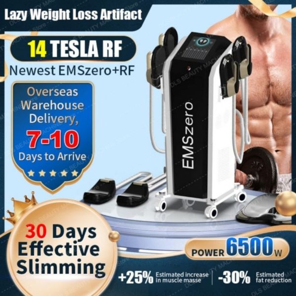 Estimulador de construção muscular EMSzero Itens de beleza queima de gordura muscular EMSzero 14 tesla 6500w máquina de beleza com almofadas de estimulação pélvica rf