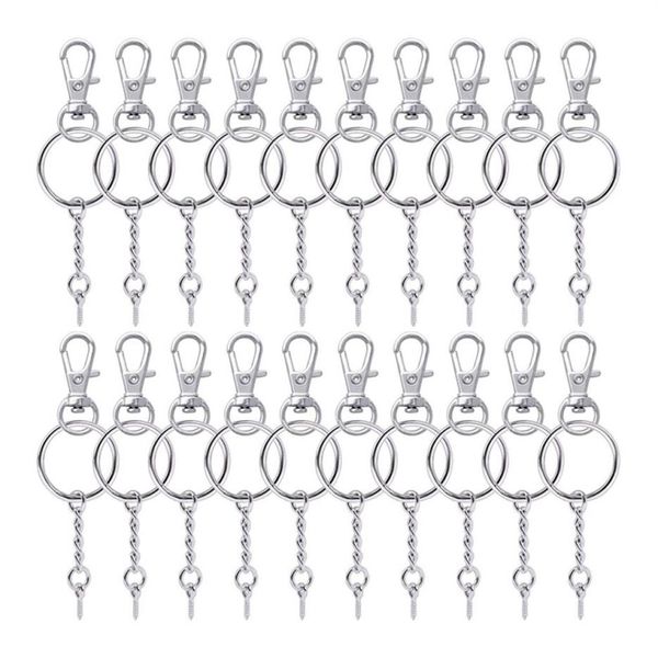 50 Stück Metall-Drehverschlüsse, Lanyard-Karabinerhaken, Karabinerhaken und Schlüsselringe, Schlüsselanhänger mit 11-mm-Schraubösenstiften30373972586