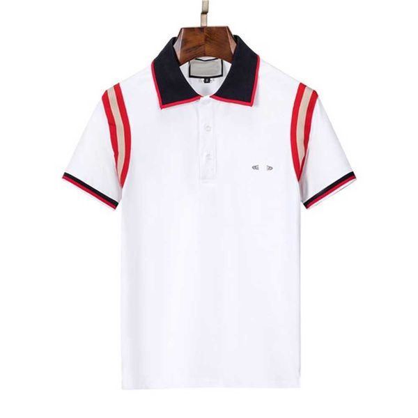 Polo da uomo Designer motivo a righe bianco e nero manica corta con colletto T Polo con risvolto top designer di marca 2LUC