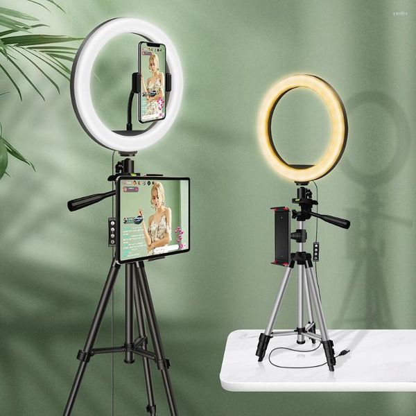 Cabeças de flash regulável LED anel de luz com tripés Suporte para telefone de mesa USB Selfie lâmpada Ringlight para maquiagem Youtube TikTok Vlog