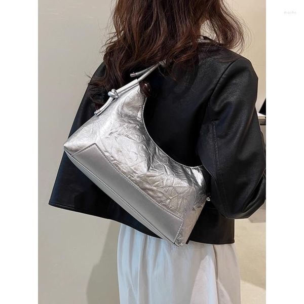 Bolsos de noche Mujer Sac A Diseñador principal Y2k Bolsos de plata Vintage Pu Cuero Lado Axila Crossbody Ladies Totes Bag Bolso