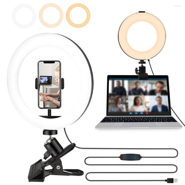 Blitzköpfe, Videokonferenzbeleuchtung, Clip auf Laptop, 6 Zoll LED-Selfie-Ringlicht für Zoom-Anruf, Remote-Arbeitsabstand, Lernen