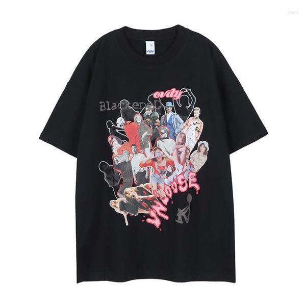 Männer T Shirts Sommer Hip Hop Oversize Baumwolle Kurzarm Personalisierte Anime Charakter Oansatz Casual Streetwear Männer Kleidung