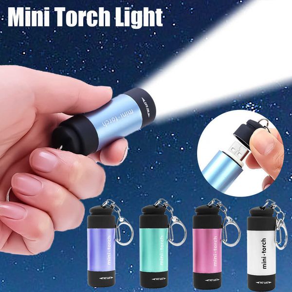 Neue Led Mini Taschenlampe Licht USB Aufladbare Wasserdichte Tasche Schlüsselbund Taschenlampe Tragbare Outdoor Camping Wandern Taschenlampe Lampe Laterne