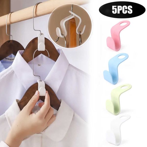 Novo 5 Pcs Mini Cabide Conector Ganchos Para Guarda-roupa Armário Armário Plástico Branco Poupança de Espaço Cabide Titular Organizador Rack Holder