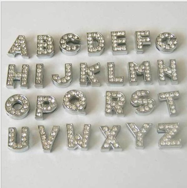 2021 (500 pezzi/lottp) 8MM/10MM A-Z Charms con lettera strass per nome animale domestico fai da te! Lettere con ciondoli per diapositive per collare per cani e gatti fai-da-te