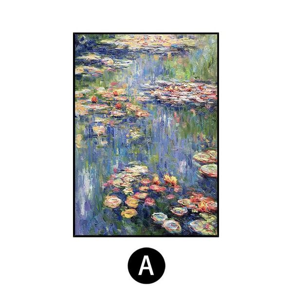 Disegna pittura decorativa Pittura a olio Monet fatta a mano di ninfee Soggiorno Ristorante Ingresso Famoso classico Decorazione da parete Colore completo