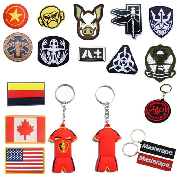 Toppe per esterni Chiusura con gancio e anello in gomma Distintivi in plastica Adesivi per bracciale Portachiavi Personalizzazione patch in PVC tattico97520043264