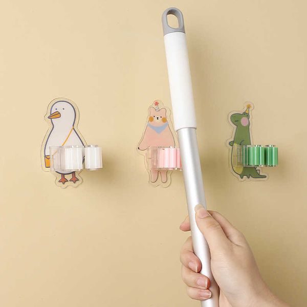 Neue Badezimmer Saug Hängen Rohr Haken Hohe Qualität Cartoon Wand Montiert Organizer Mop Halter Pinsel Besen Aufhänger Hause Lagerung Rack