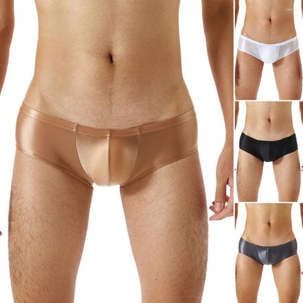 Roupa de ioga Calcinhas masculinas Look molhado Calções de banho de couro envernizado com cintura baixa Cueca boxer com cordão Roupa de banho Roupa de banho