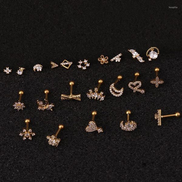 Ohrstecker 1 Stück Kleiner süßer Edelstahl für kleine Mädchen Schmuck Ohrstulpe 1,2 mm Piercing Herz Mond Stern Frauen