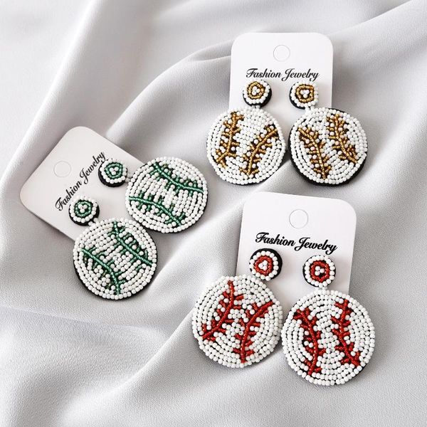 Orecchini pendenti Take Me Out To The Ballgame/Perline Baseball Seedbead Designs Sport Abbigliamento sportivo del sud Gioielli per Cheer Leader Ball