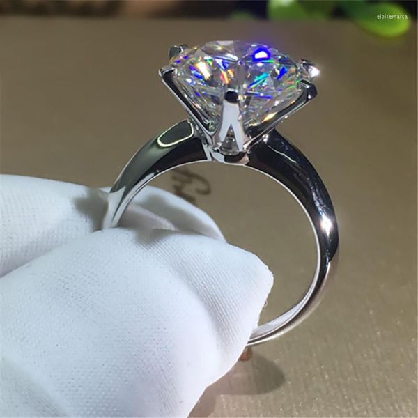 Alianças de casamento não desbotam! Yanleyu Clássico zircônia cúbica redonda de 2 quilates para mulheres banhado a ouro branco 18K joias da moda presente