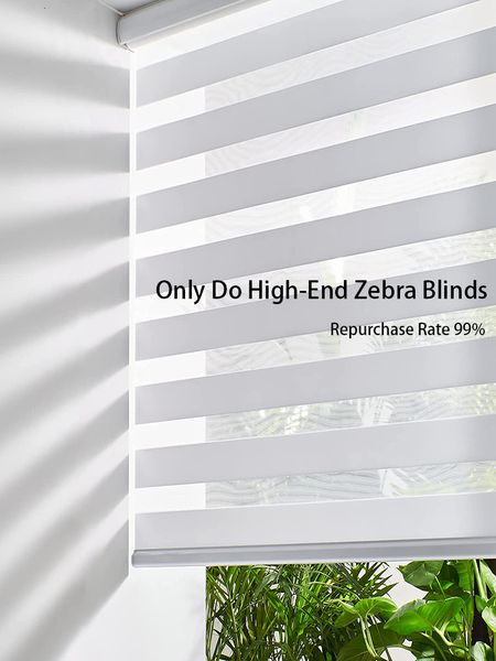 Cortinas de janela motorizada semi blackout zebra rolo de filtragem de luz dia e noite cortinas para janelas 230614