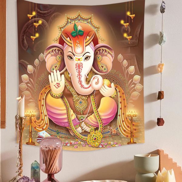 Гобеленцы Слон Индийский мандала гобелена с множеством размеров стены настенные стены Ganesha Гобеленские стены декор полиэстер ткань домашний декор 230615