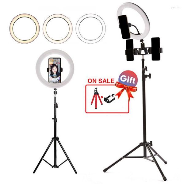 Flash Heads 26cm/10inch/16Cm LED Selfie Ring Light Lampada dimmerabile Po Video Camera Phone per Live YouTube Fill