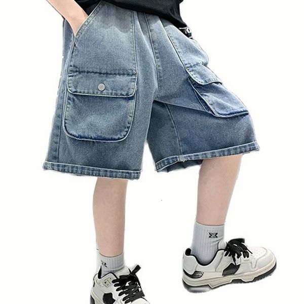 Jeans Teenage Boys Denim Short Color Solid Kids Summer Jeans Kid Casual Style Kids Clothing 6 8 10 12 14 230614