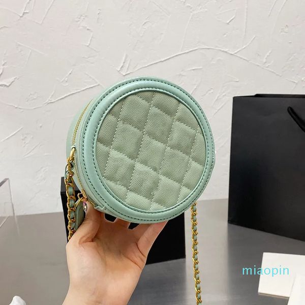 2023-Portamonete cilindrico Borsa con catena Caviar Leather Calsfskin Borsa a tracolla Crossbody Borse a losanga Top Quality Cute