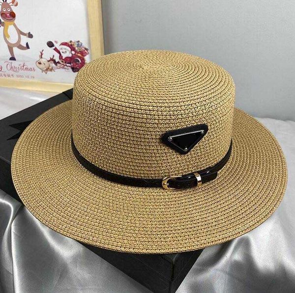 New Fashion Bucket Hat Cappello di paglia di lusso per uomo e donna con la stessa cintura per protezione solare da viaggio Protezione solare Cappello parasole 14 modelli selezionabili