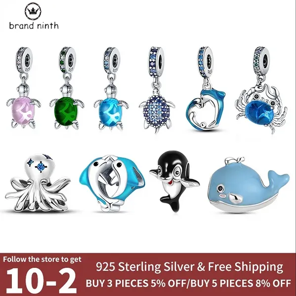 925 Silber für Pandora Charms Schmuck Perlen Anhänger Frauen Armbänder Perlen Farbe Ozean Haustier Tier Serie