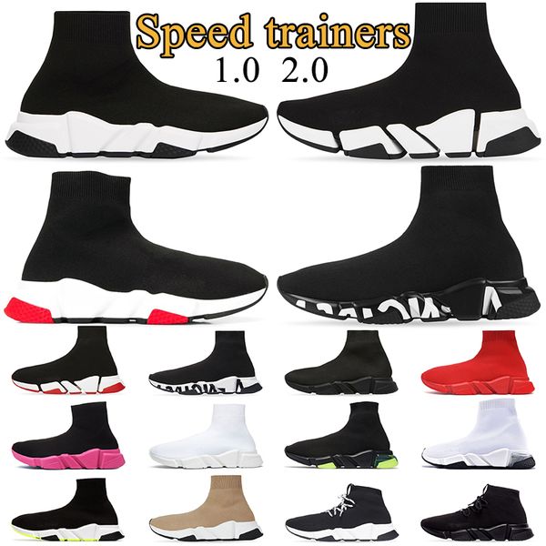 sapatos de meia de grife masculinos femininos sapatos casuais tênis de plataforma speed trainers 1.0 2.0 preto branco vermelho bege azul moda ao ar livre tênis esportivo de luxo