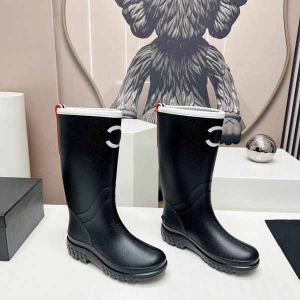 Hohe Qualität Hohe Stiefel Designer Knie Rain Boot Mode Frauen CCity Winter Kanal Sexy Warme Schuhe asfccxfghfgh