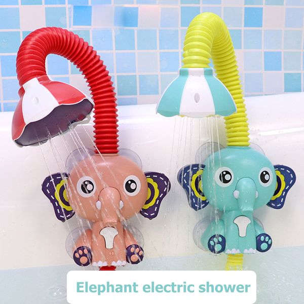 Banyo oyuncakları sevimli elektrikli fil su pompası ile 360 ​​derece ayarlanabilir hortum bebek duş kafası nozul dinleyicisi çocuk duş oyuncak 230615
