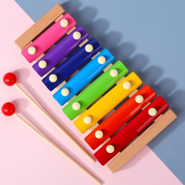 Batteria Percussioni Giocattolo per bambini Xilofono Montessori Educativo in legno Otto note Stile cornice Bambini Bambini Giocattoli musicali divertenti 230615